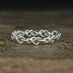 Knotted Hearts Silver Ring // 925 Sterling Silver // Braided Hearts Silver Ring