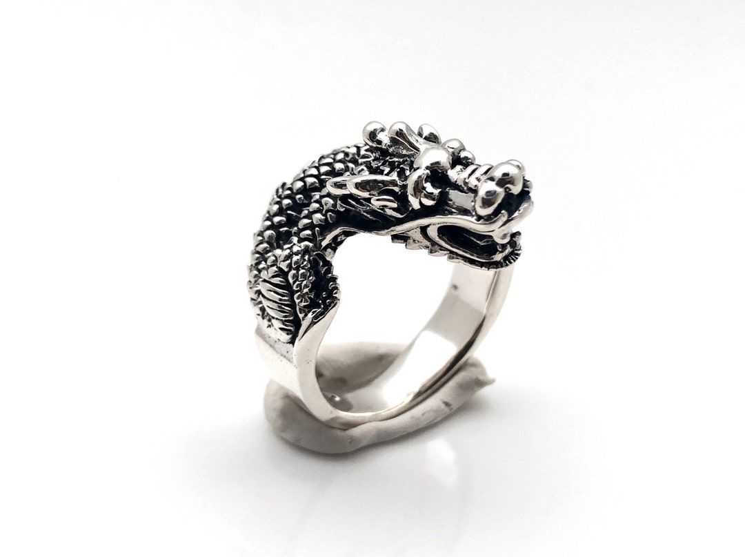 Men's Dragon Ring 925 Sterling Silver // Oxidized // Etsy