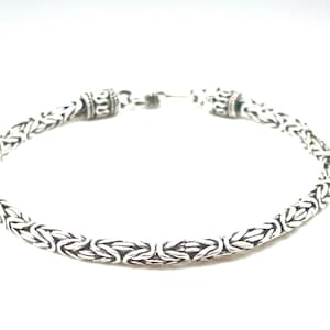Squared Byzantine Silver Bracelet // 925 Sterling Silver // 3mm Thick Silver Bracelet