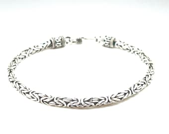 Handgemaakte Byzantijnse sterlingzilveren armband - geoxideerd Bali-ontwerp