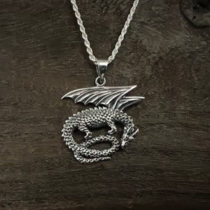 Dragon Pendant - 925 Sterling Silver - Silver Dragon Pendant with Optional Chain