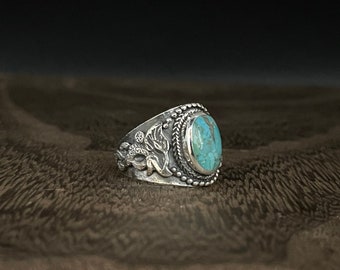 Turquoise Dragon Ring // 925 Sterling Silver // Sizes 7 to 12