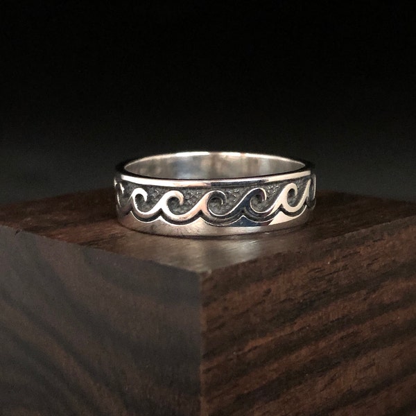 Silver Wave Ring // Oxidized Wave Ring // 925 Sterling Silver