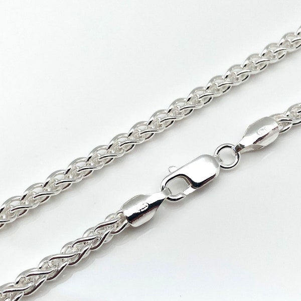 Silver Wheat Chain 3.5mm // 925 Sterling Silver // Strong Silver Pendant Chain // All Lengths