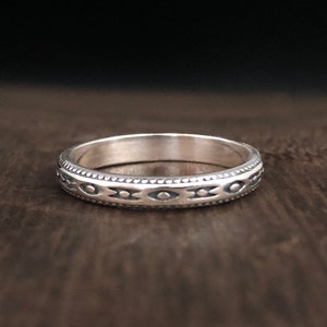 Thin Aztec Band Silver Ring - 925 Sterling Silver