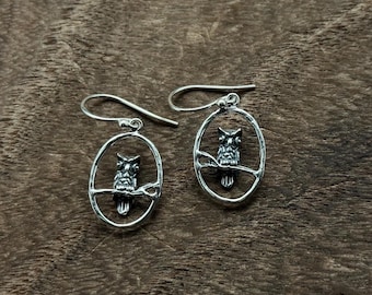 Dangly Owl Earrings - 925 Sterling Silver - Handmade
