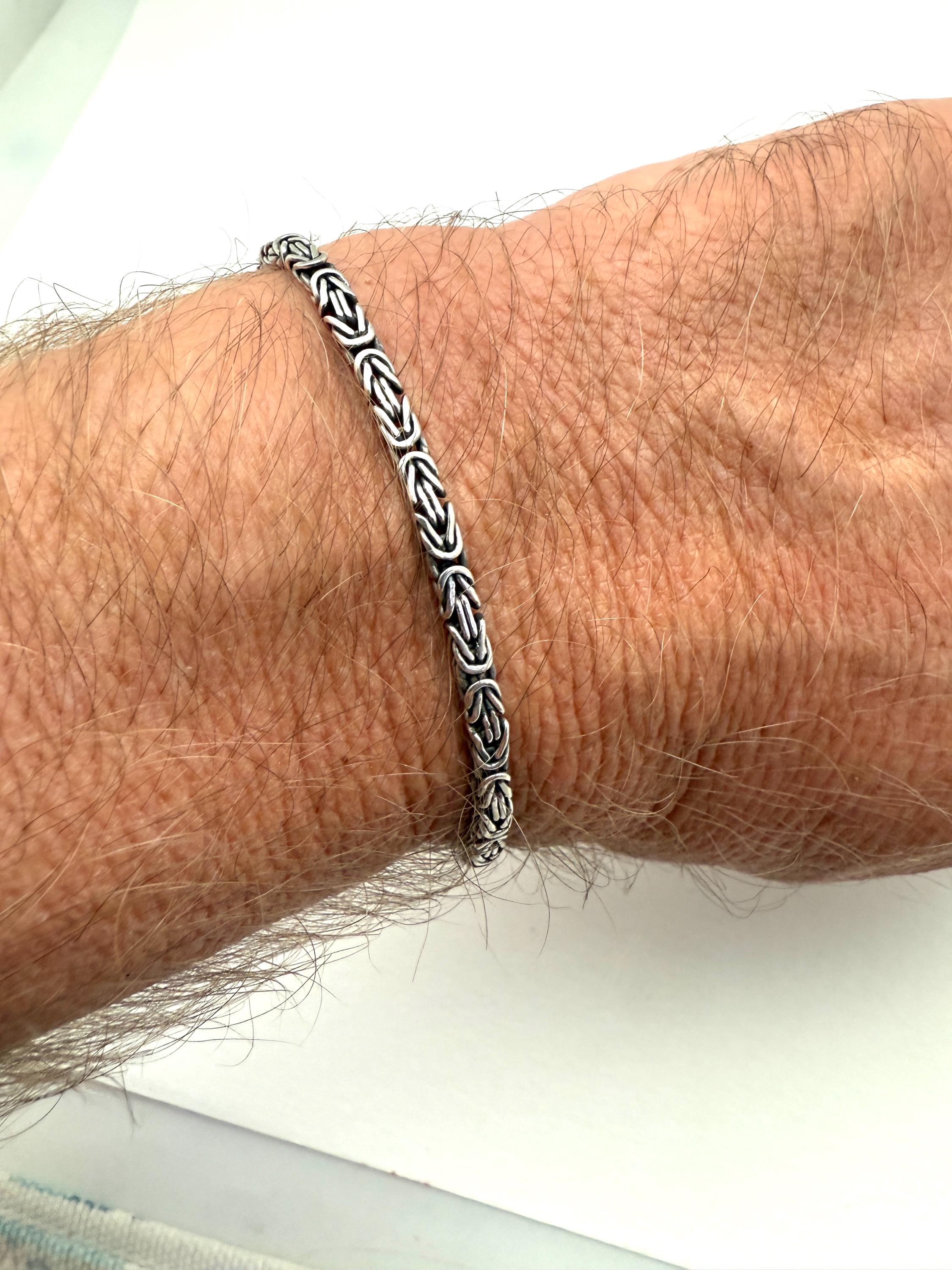 Handmade Byzantine Sterling Silver Bracelet - Oxidized Design - 7