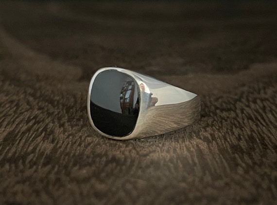 ブラックオニキスシルバーリング サイズ7～13 // オニキスリング