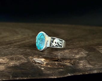 Kokopelli Ring, Turquoise Ring, 925 Sterling Silver Ring, Navajo