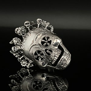 Day of the Dead-zilveren ring - 925 sterlingzilver - Large Day of the Dead-statementring - Dia de Los muertos