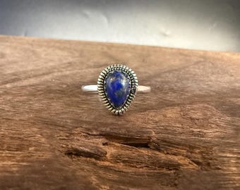 Western Blue Lapis Silver Ring // 925 Sterling Silver // Handmade