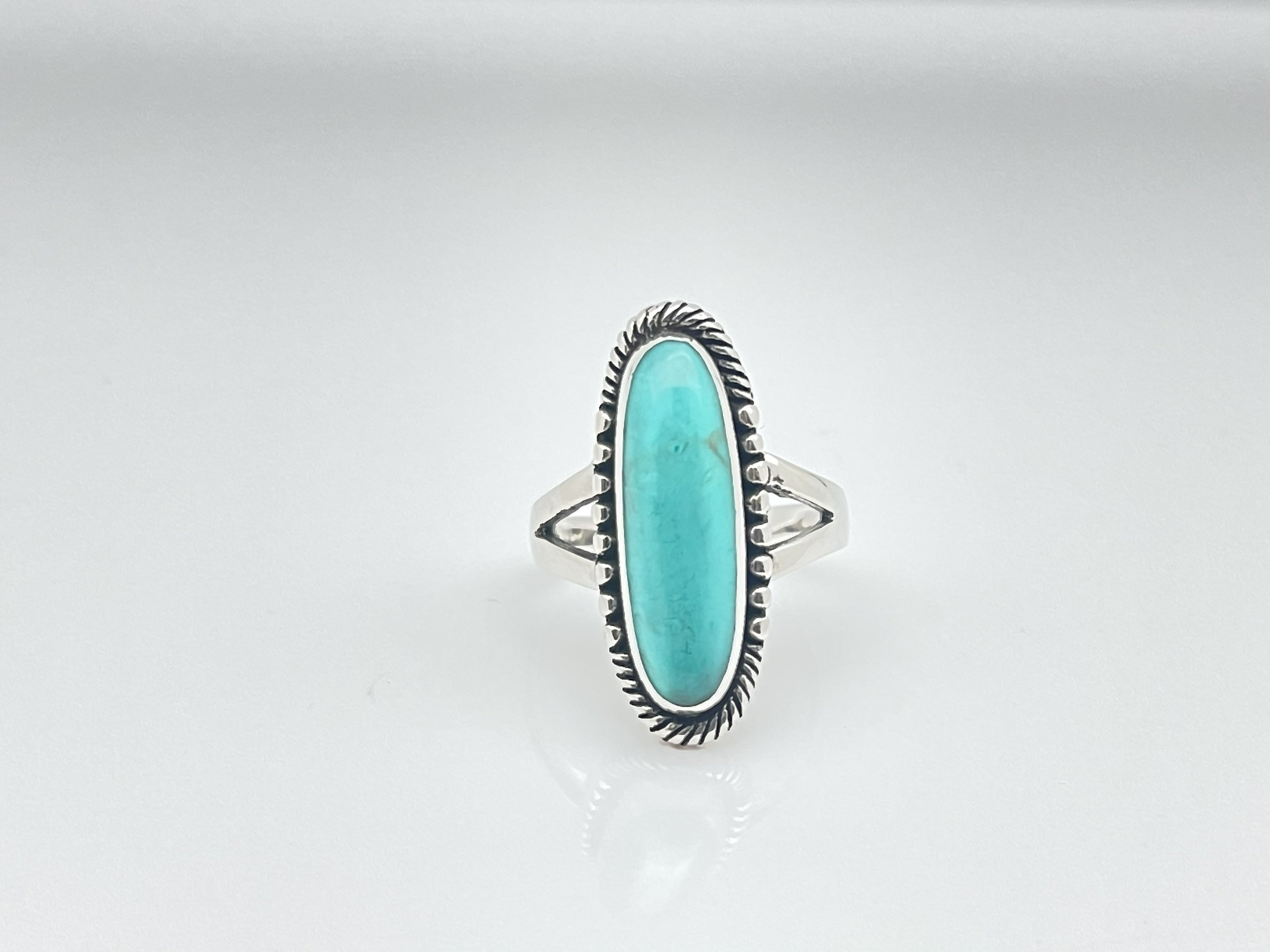 Handmade Oval Turquoise Stone Ring 925 Silver Sizes H-X Handmade 