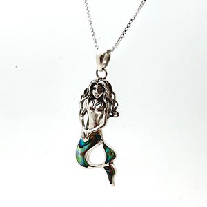 Mermaid Pendant with Abalone - Silver Mermaid Pendant -- STERLING SILVER