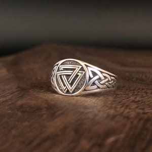 Anillo celta Valknut // Anillo vikingo // Plata de ley 925
