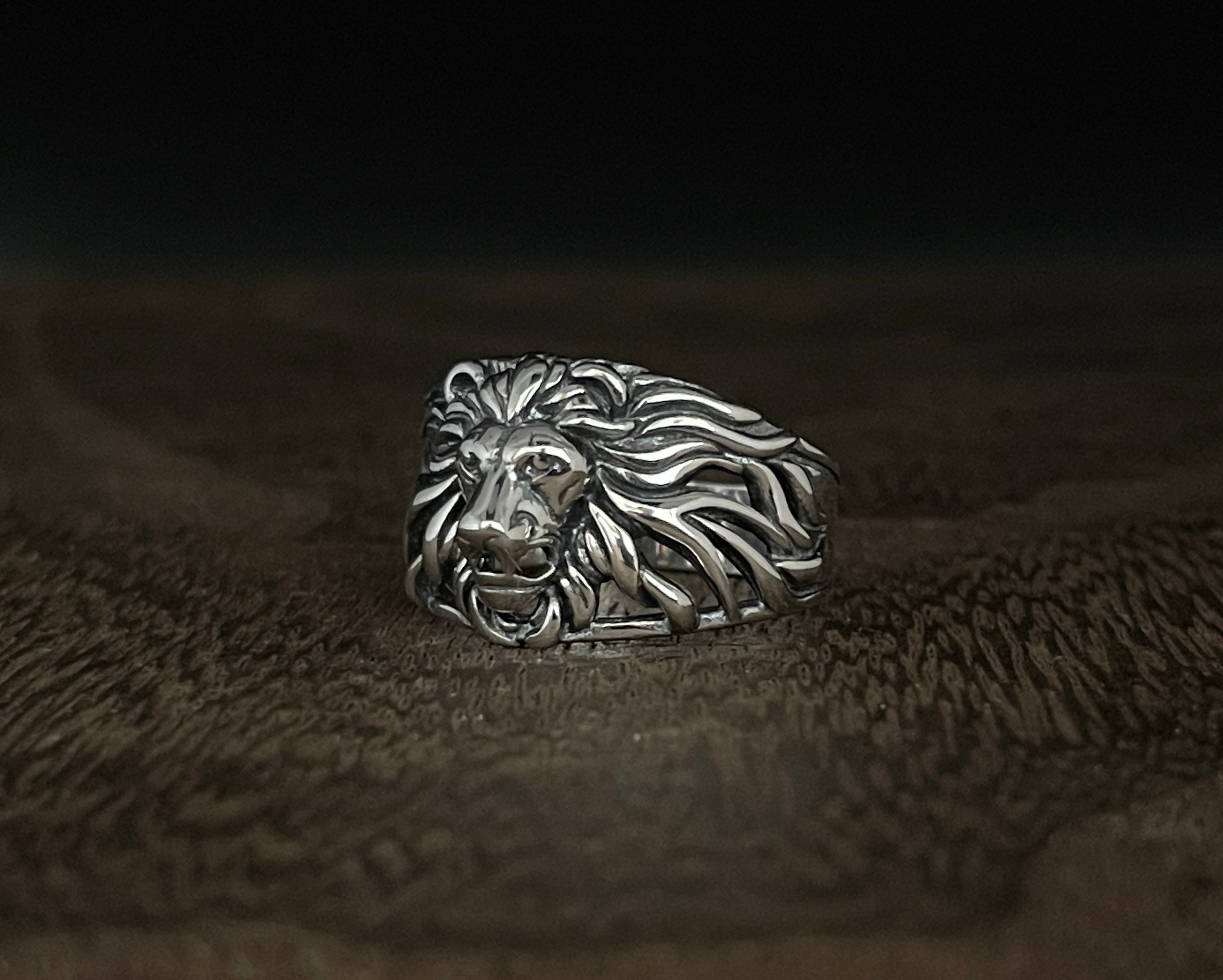 Lion Head Ring 925 Sterling Silver Silver Lion Ring Etsy
