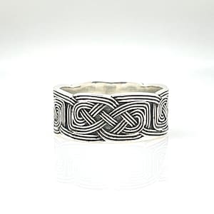 Celtic Lines Ring - 925 Sterling Silver - Oxidized Celtic Silver Ring