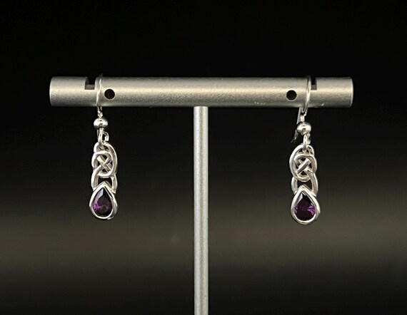 Orecchini Celtici In Argento Sterling Con Ametista, Design Intreccio Classico, Peso 2.8g, Regalo Artigianale - 5
