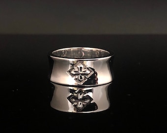 Silver Cross Band Ring // 925 Sterling Silver