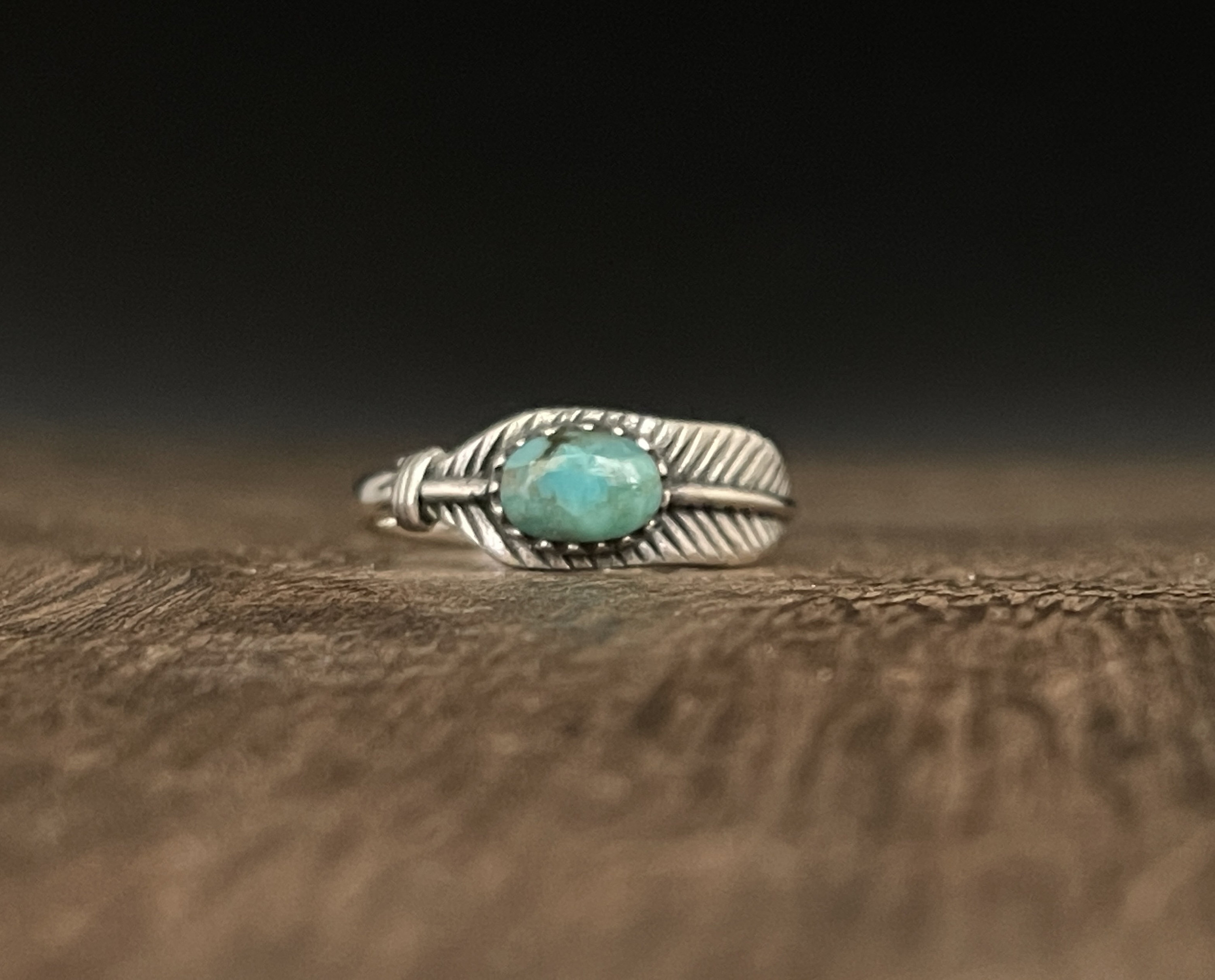 Sterling Turquoise Feather Ring // Silver Feather Ring // 925 Etsy