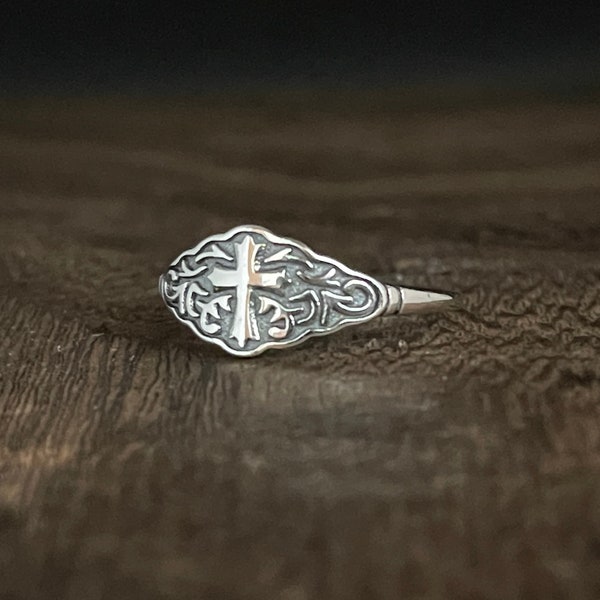 Middeleeuwse kruisring//Unisex kruisring//925 sterling zilver//religieuze sieraden