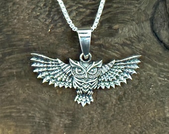 Pendentif hibou volant - Argent sterling 925
