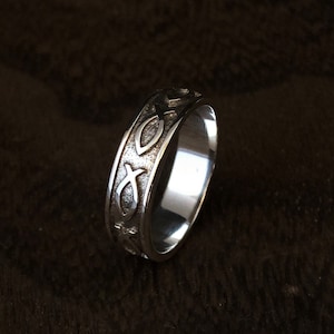 Christian Fish Ring // Ichthyus Ring // Silver Christian Fish Ring // 925 Sterling Silver // Religious Jewelry