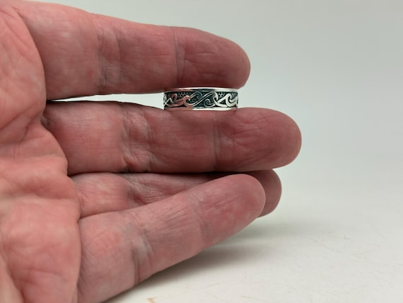 Beydodo Men's Sterling Silver Curb Chain Ring - 6mm Wide Polished, Size 6.5-11.5 Retro Punk Style - View #9