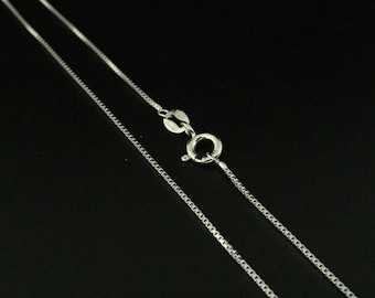 Cadena de plata de ley con acabado rodiado, fina y resistente al deslustre, 1,1 mm