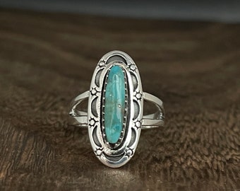 Southwest Moon and Star Turquoise Silver Ring // 925 Sterling Silver // Celestial Turquoise Ring