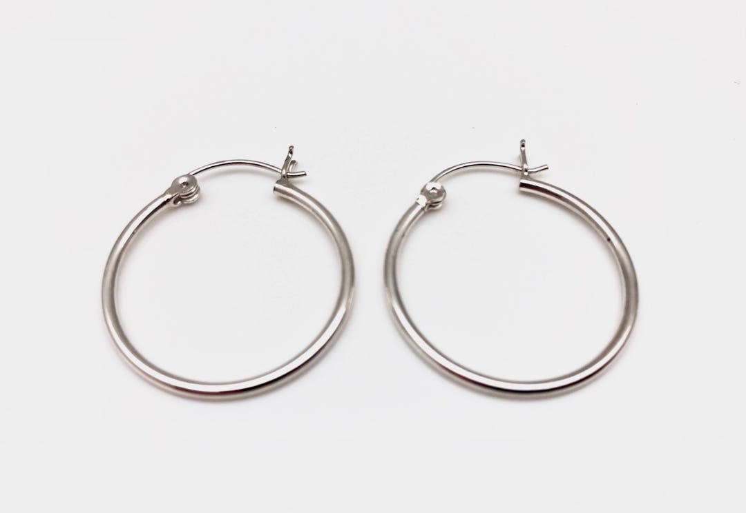 Sterling Silver Hoop Earrings: 25mm Snap Post Design - Etsy
