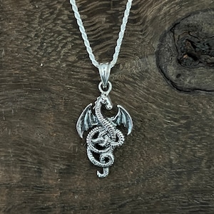 Silver Dragon Pendant - 925 Sterling Silver - Handmade
