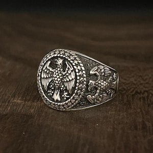 Eagle Signet Ring // 925 Sterling Silver // Oxidized Silver Eagle Ring