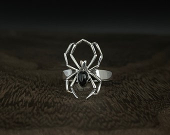 Onyx Spider Ring: 925 Sterling Silver
