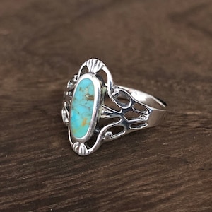 Southwestern Silver Turquoise Ring // Vintage Style Turquoise Ring // Turquoise Silver Ring // 925 Sterling Silver // Southwest Jewelry