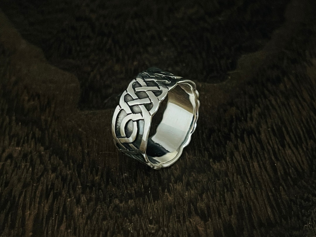 Keltischer Ring Aus 925er Sterlingsilber – Bandring 5 Mm, Handarbeit, Als Partnerring Oder Freundschaftsring