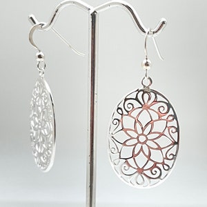 Silver Mandala Earrings - 925 Sterling Silver -- Spiritual Jewelry
