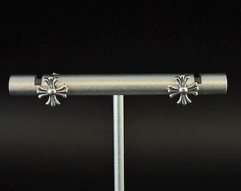 Medieval Cross Stud Earrings - 925 Sterling Silver