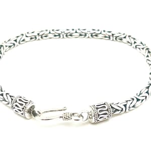 Byzantine Silver Bracelet // 925 Sterling Silver // 4mm Thick Silver Bracelet