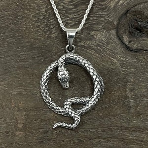 Python Pendant- Silver Snake Pendant -- 925 Sterling Silver