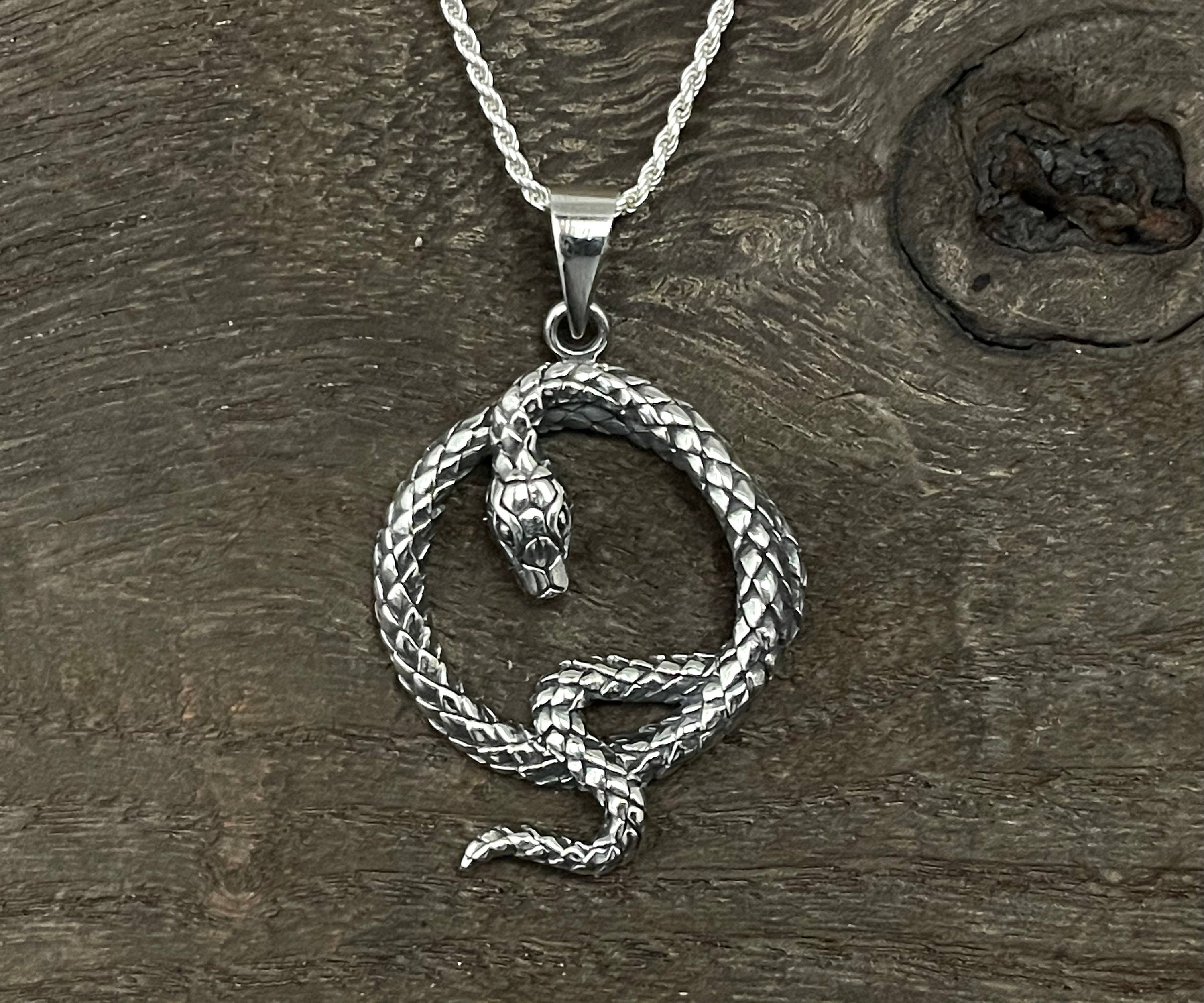 Louis Vuitton LV Snake Pendant Necklace Aged Silver in Metal with