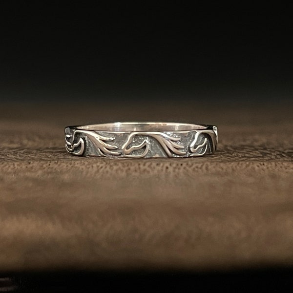 Horses Band Ring // 925 Sterling Silver // Oxidized Silver Horse Ring