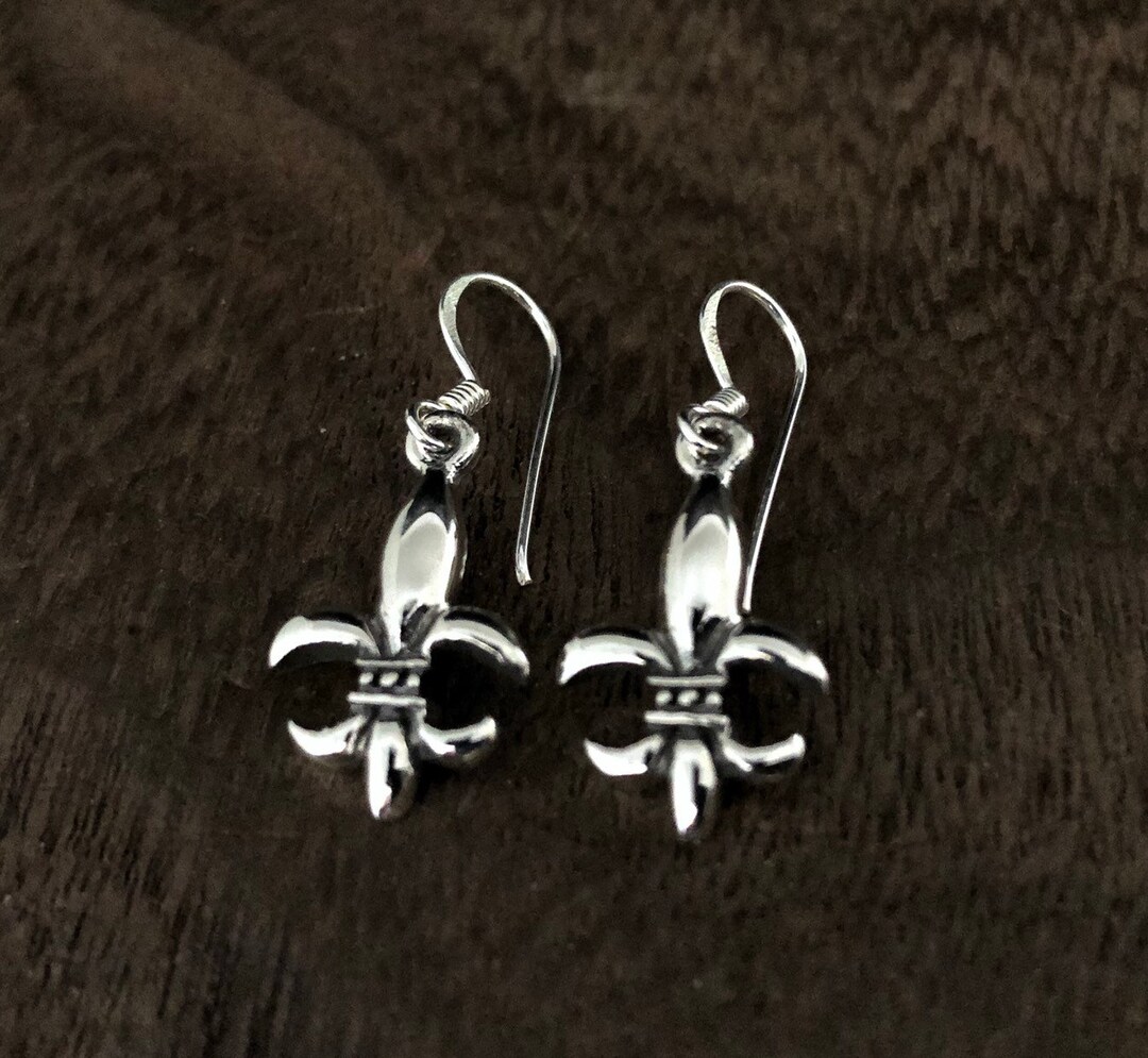 Fleur de lis earrings silver Clearance