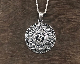 Hindu Mantra OM Pendant - 925 Sterling Silver - OM Pendant - Oxidized OM Pendant