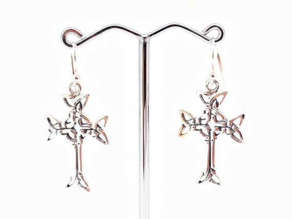 celtic cross earrings sterling silver