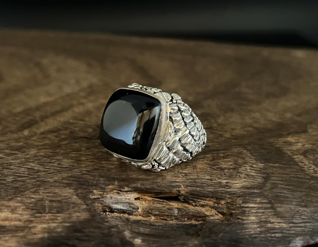 Raptor R Ring Handmade Black Onyx Sterling Silver Raptor Ring - Size 11 - Etsy
