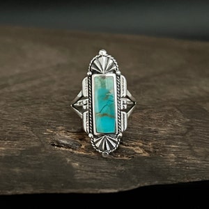 Turquoise Silver Ring 925 Sterling Silver Western Design
