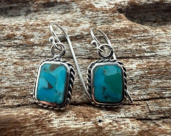Western Turquoise Earrings- 925 Sterling Silver - Handmade