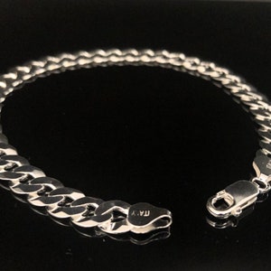Silver Curb Bracelet // Super Flat Curb Bracelet // 8mm Curb Bracelet // Sterling Silver