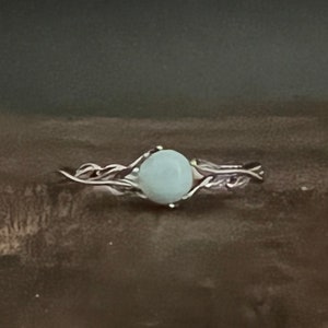 Realm of the Forest Larimar Ring - 925 Sterling Silver - Oxidized - Sizes 5 to 10