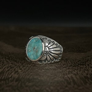 Men's Southwest Style Turquoise Ring //  925 Sterling Silver // Genuine Turquoise